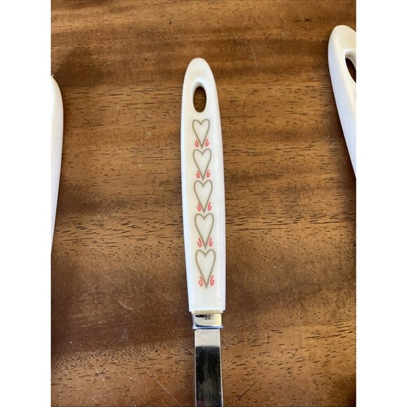 Vintage ANDROCK White Hearts Handle Serving Utensils Set - Picture 3 of 16